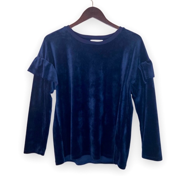 VINCE CAMUTO Velour Oversized Ruffle Sleeve Sweater - Picture 3 of 9